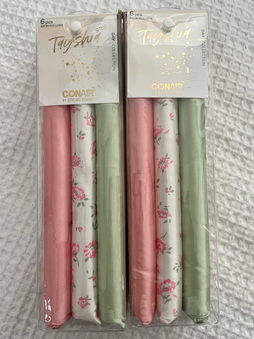 Conair Tayshia Satin Hair Rollers - Pink, Floral, Green (12)